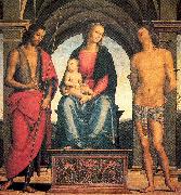 PERUGINO, Pietro Madonna and Child with Saints John the Baptist and Sebastian oil